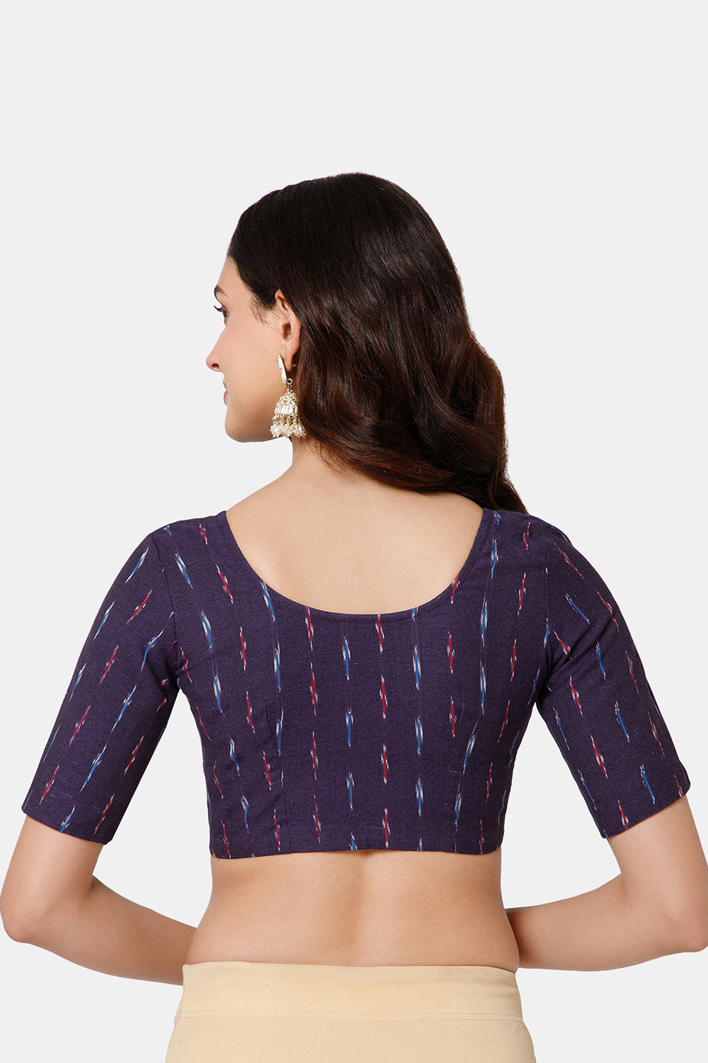 Naidu Hall Women’s Princess Cut Printed Readymade Saree Blouse U-Neck Front Open with Elbow Sleeves & Princess Cut | Elegant Everyday & Ethnic Wear - BU17
