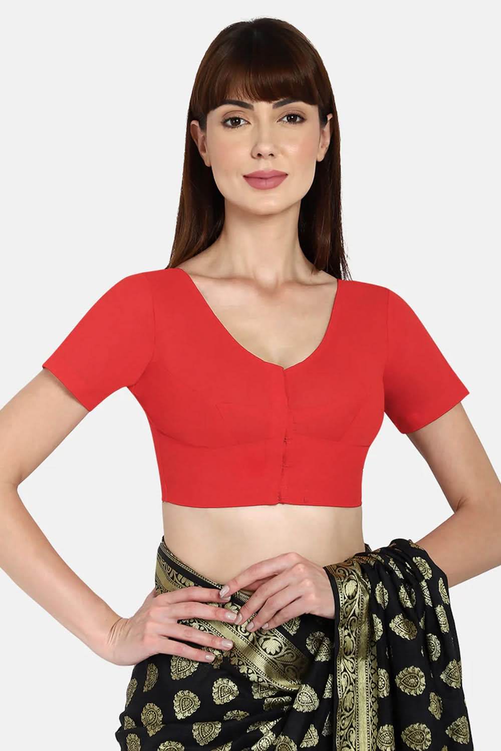 Naidu Hall Round neck short sleeve blouse - Coral - Naidu Hall Family Store