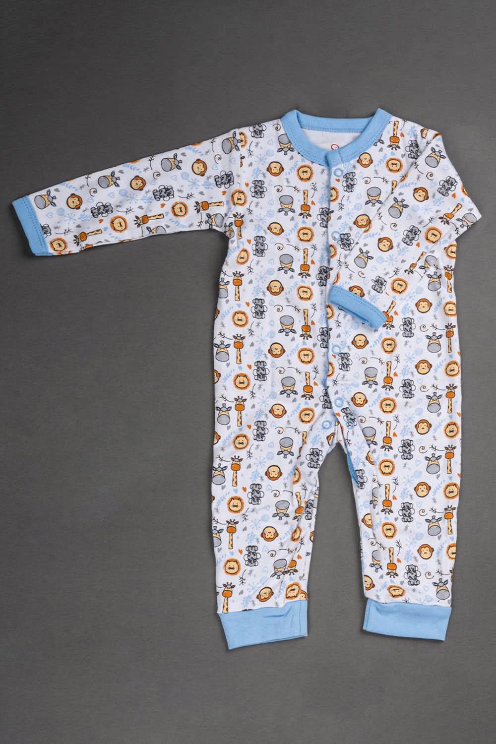 Oh Baby Cotton Interlock Knit Animal Print Body Suit Pack Of - 2 - Sky Blue & Assorted - S204 - Naidu Hall Family Store