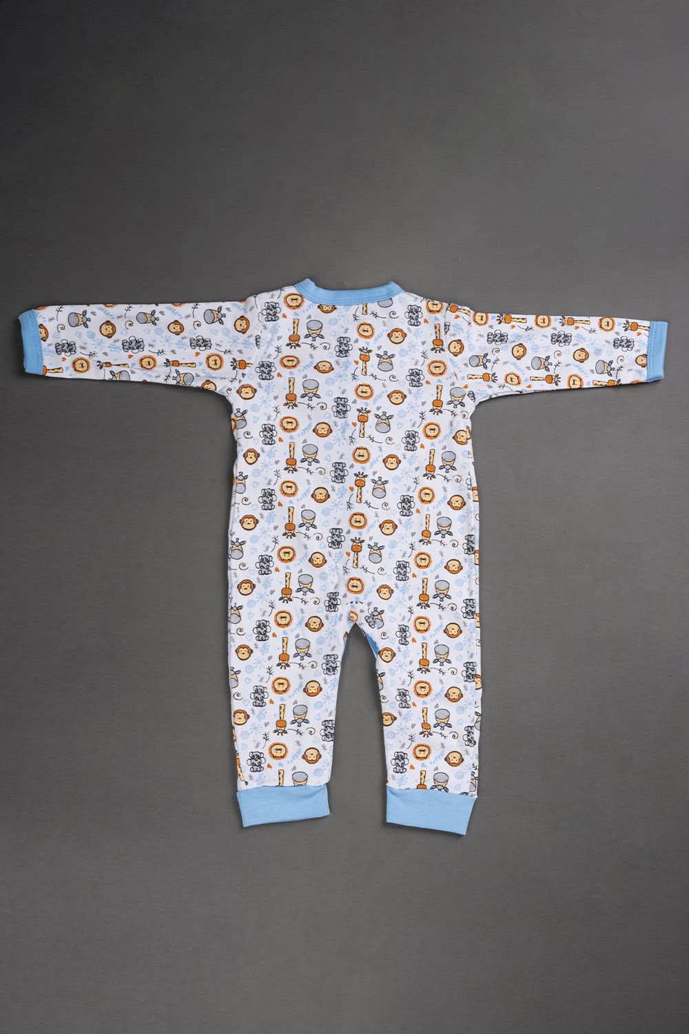 Oh Baby Cotton Interlock Knit Animal Print Body Suit Pack Of - 2 - Sky Blue & Assorted - S204 - Naidu Hall Family Store