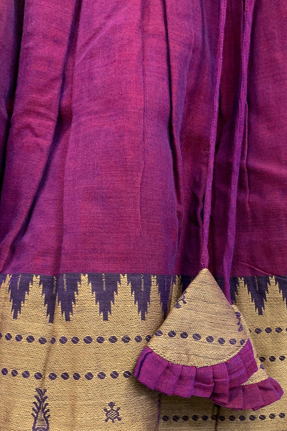 Chittythalli Girls’ Halter-Neck Pavadai Set – Cotton Blend Layered Box Pleat Skirt - Purple - PS28
