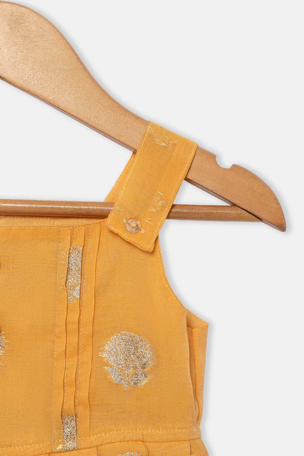 Chittythalli Girls Ethnic Frock Top with Pintuck Yoke and Pleated Skirt Traditional Indian Festive Wear - Yellow - FR36 - Naidu Hall Family Store