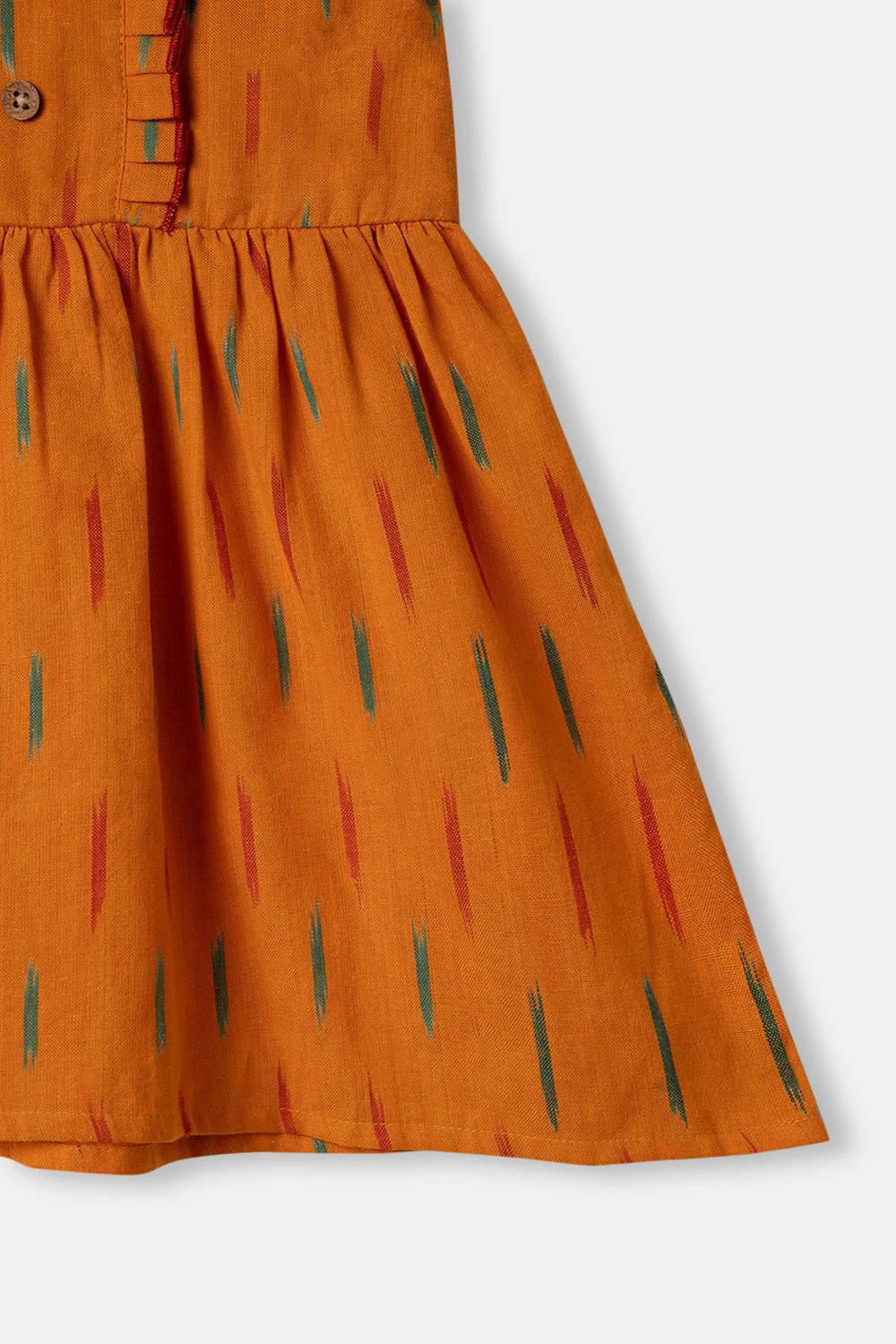 Chittythalli Cotton Handloom Ikat Halter Neck Girls Toddler Frock with Back Tie-Up - Yellow - FR27 - Naidu Hall Family Store
