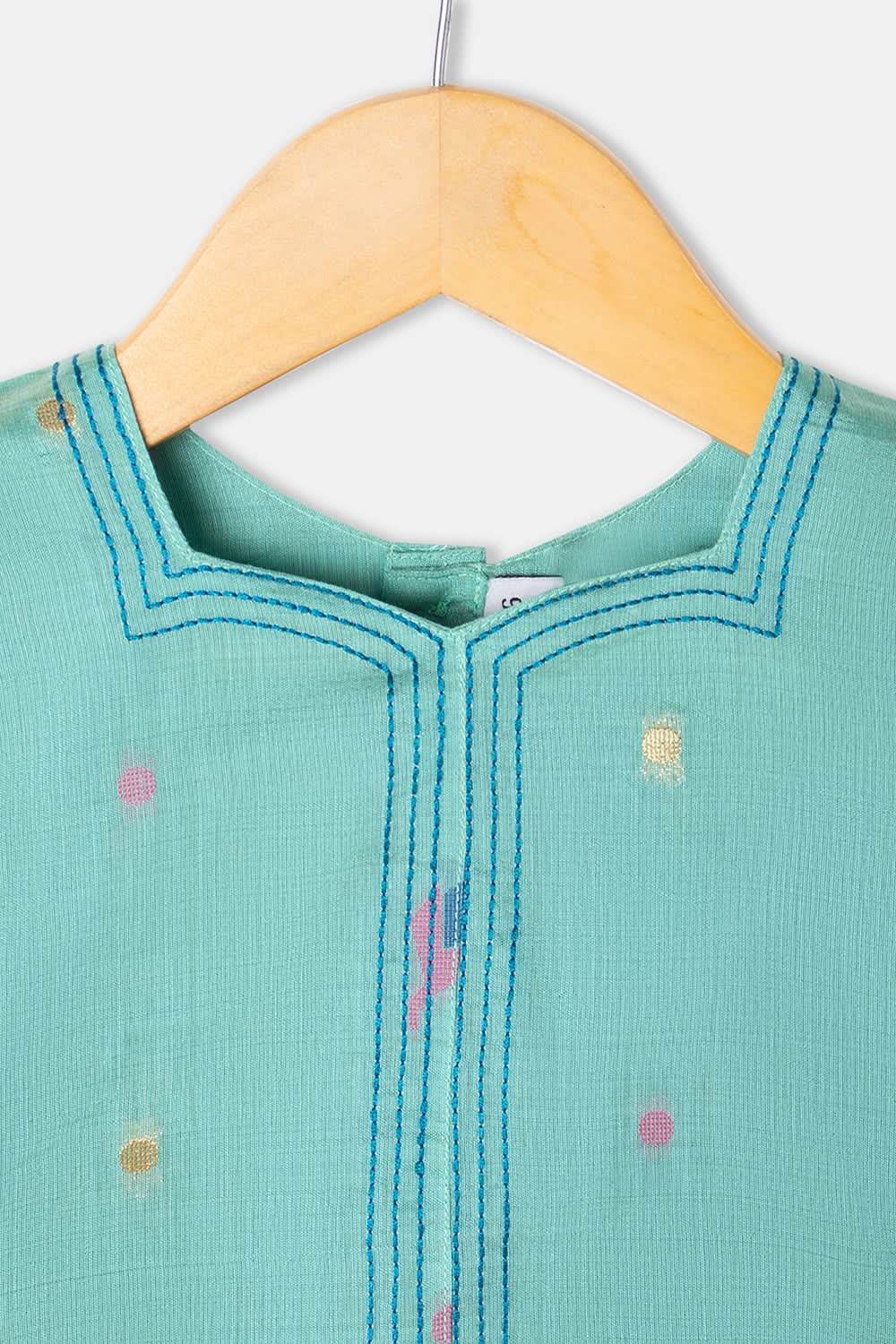 Chittythalli Girls Pavadai Set Cotton Blend with Sweetheart Neckline & Box Pleat Skirt- Sky Blue - PS75 - Naidu Hall Family Store