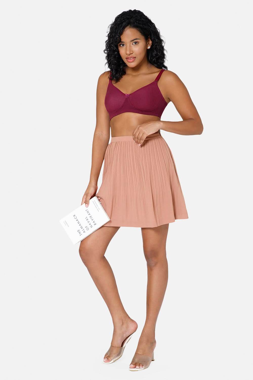 Everyday Full Coverage Non-Padded Intimacy T-Shirt Saree Bra - Wine - DEFC - Naidu Hall Family Store