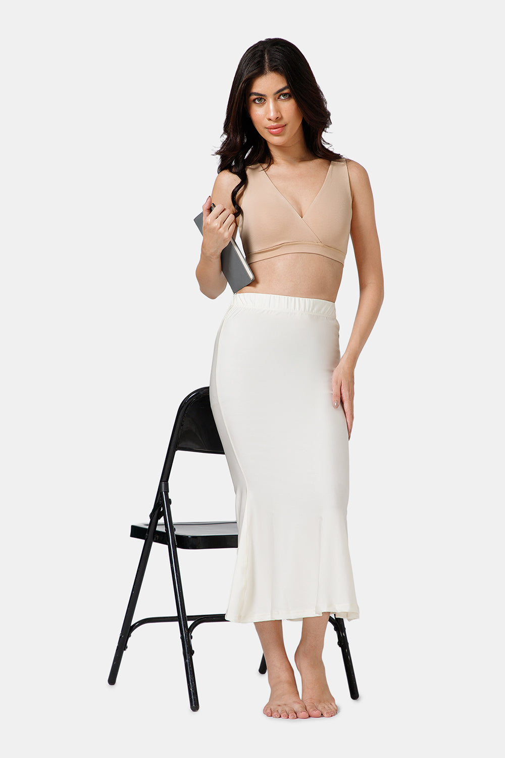 Intimacy Seamless Sweat Absorbent Mermaid Saree Shimmer Shapewear - Ivory - SW03