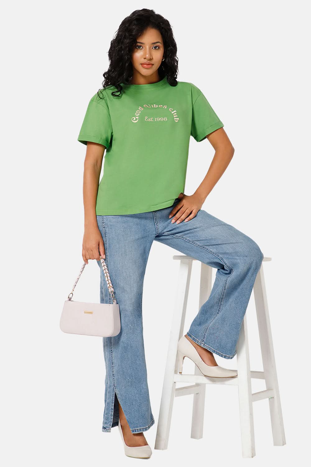 Jusperf Women Half Sleeve Crew Neck T-shirt - Green - SD22