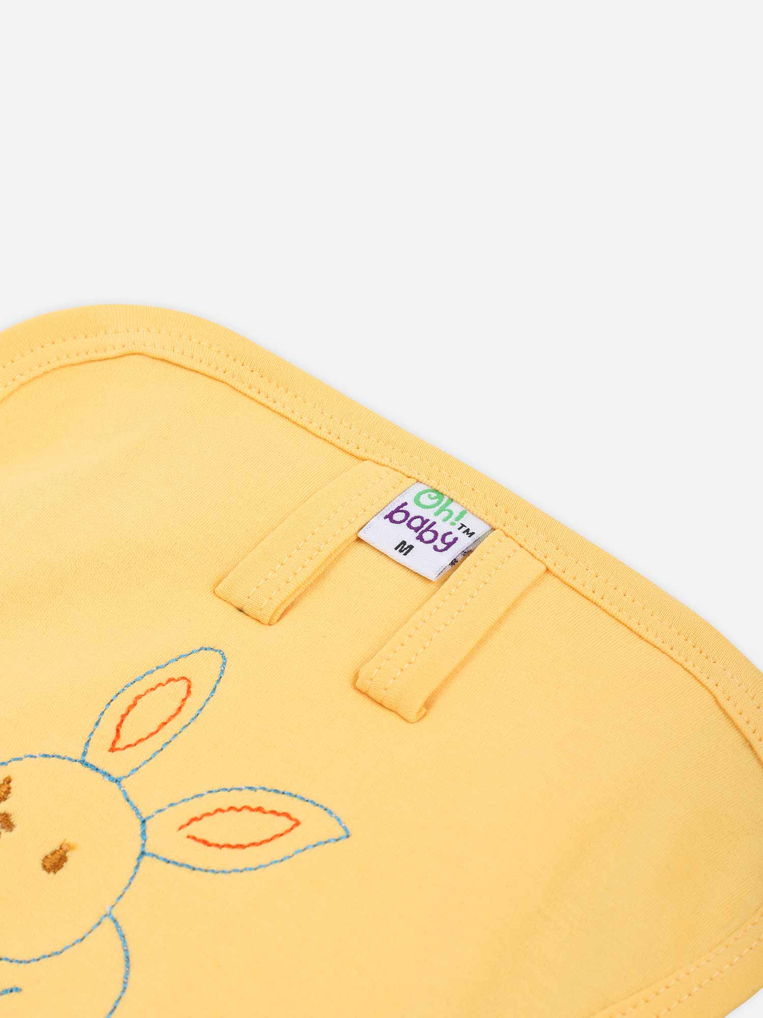 Oh Baby Plain Embroidery Knitted Round Yellow - Rdpl