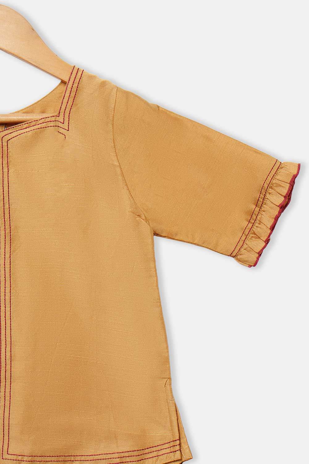 Chittythalli Girl's Pavadai Set – Sweetheart Neck Top with Ruffle Sleeves & Knife-Pleated Skirt - Purple - PS75 - Naidu Hall Family Store