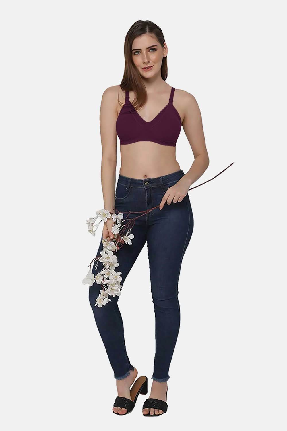 Moisture absorbent Cotton Blend Medium Coverage Non-Padded Intimacy Nursing Bra Other Shades- FB909 - Naidu Hall Family Store