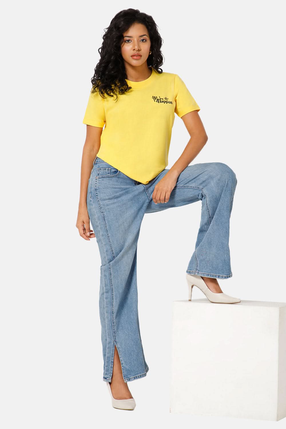 Jusperf Women Half Sleeve Crew Neck T-shirt - Mustard - SD18