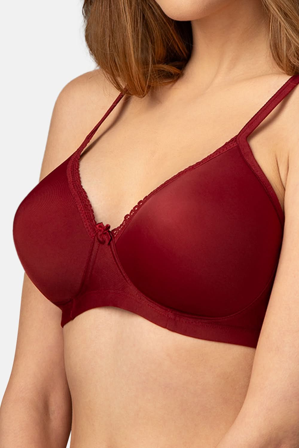 Intimacy Regular Non wired Padded Seamless Trendy Bra - Cabernet - SF02