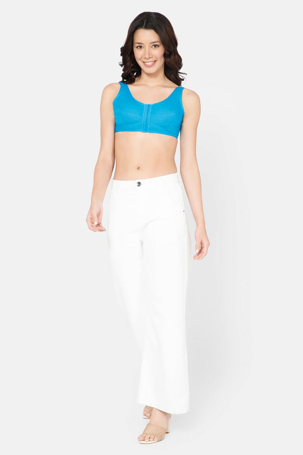 High Coverage Non-Wired Non-Padded Broad Strap Front Open Saree Bra - NHPB