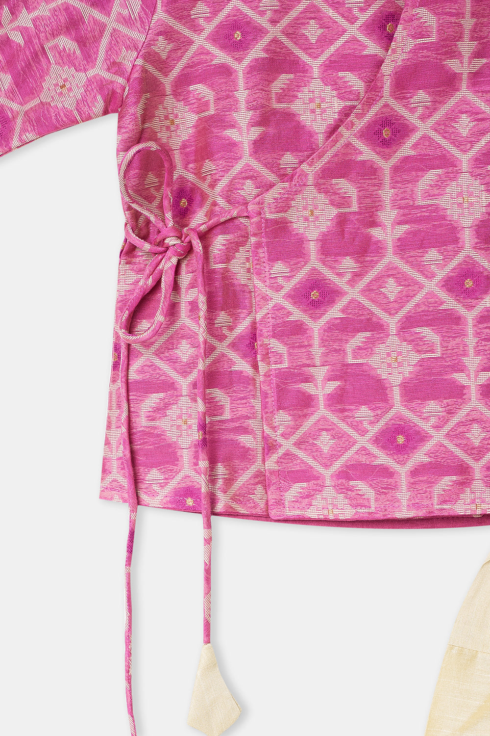 Navkrish Boys Cotton Kurta Dhoti Set – Jamdhani Traditional Wear - Pink - KD05