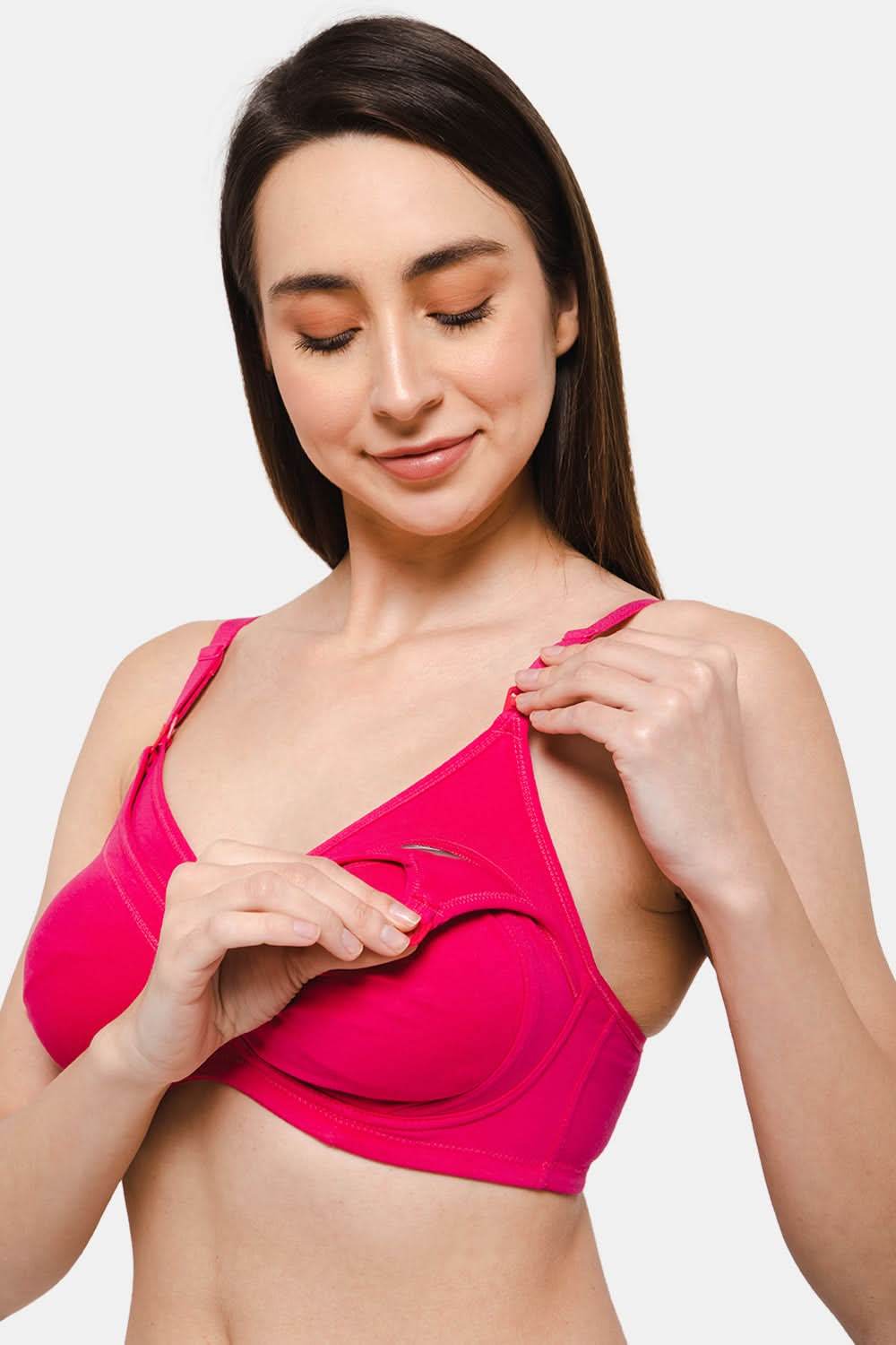 High Coverage Intimacy Nursing Bra - Maternity Bra - Feeding Bra - Fuchsia - FB07 - Naidu Hall Family Store