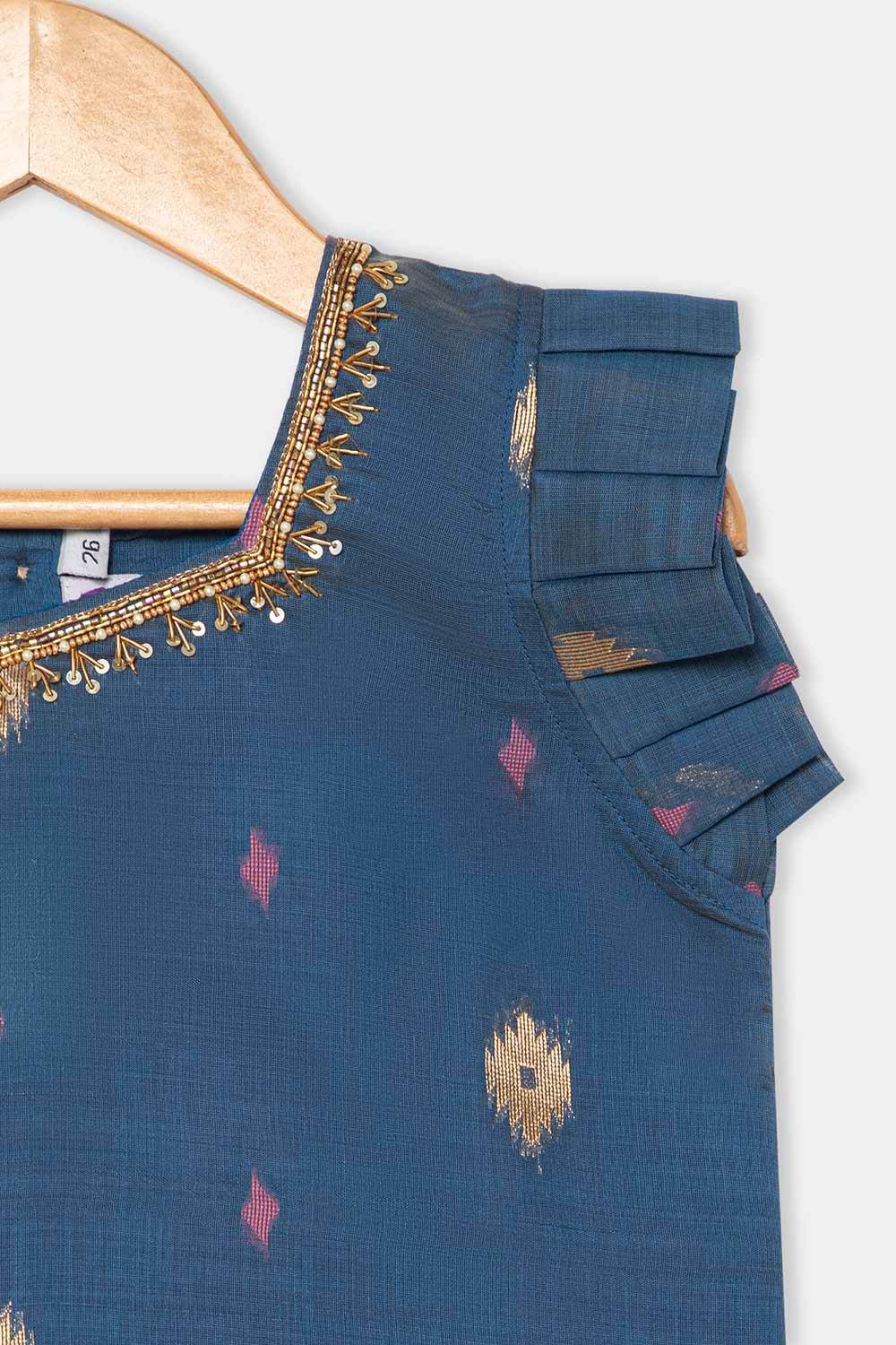 Chittythalli Traditional Girls Pavadai Set Three-Pointed Neck Blouse with Flared Skirt - Blue - PS87 - Naidu Hall Family Store
