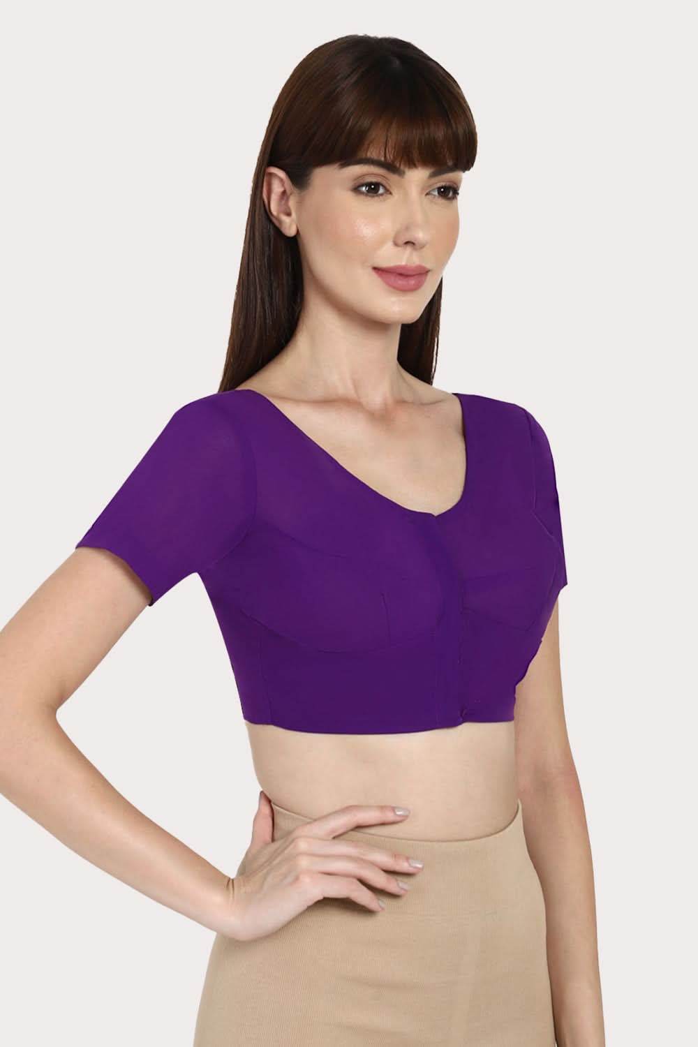 Naidu Hall Round neck short sleeve blouse - Indigo - Naidu Hall Family Store
