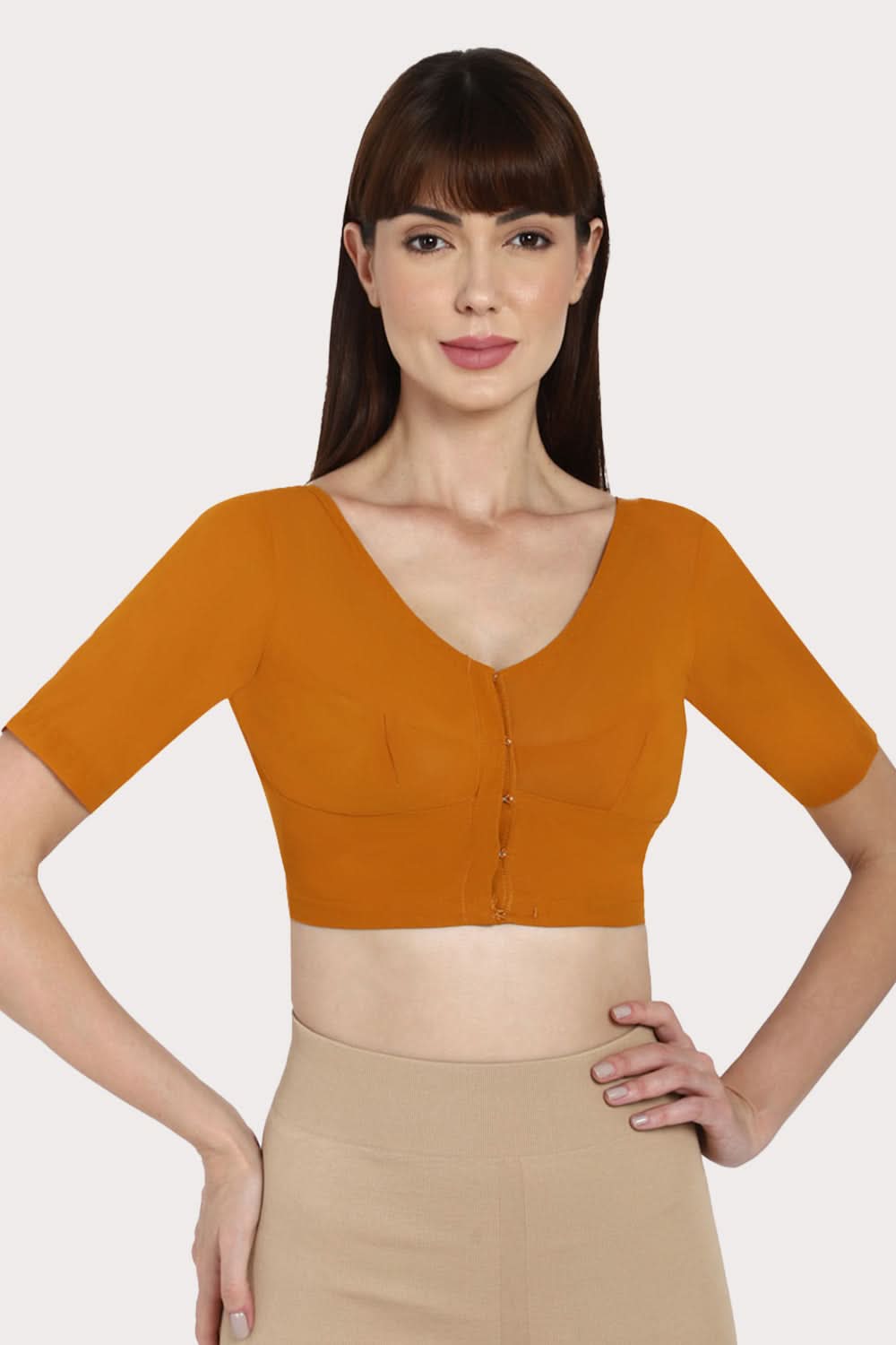 Naidu Hall Round neck long sleeve blouse - Mustard