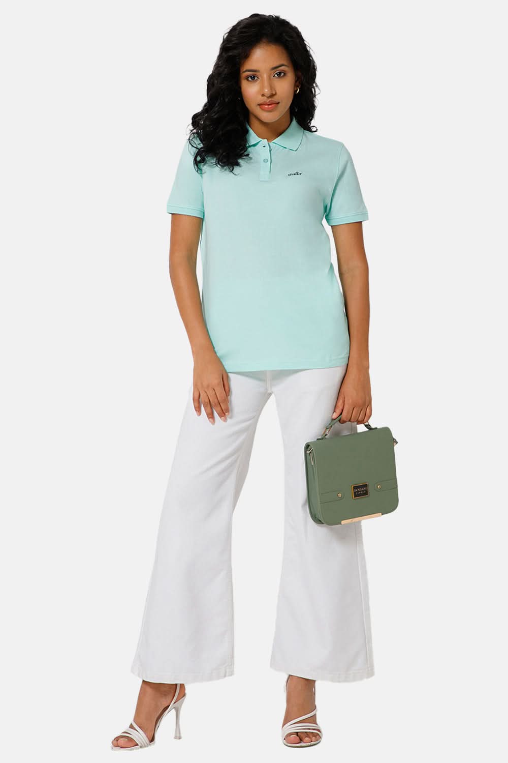 Jusperf Women Half Sleeve Polo Neck T-shirt - Sky blue - SJD1