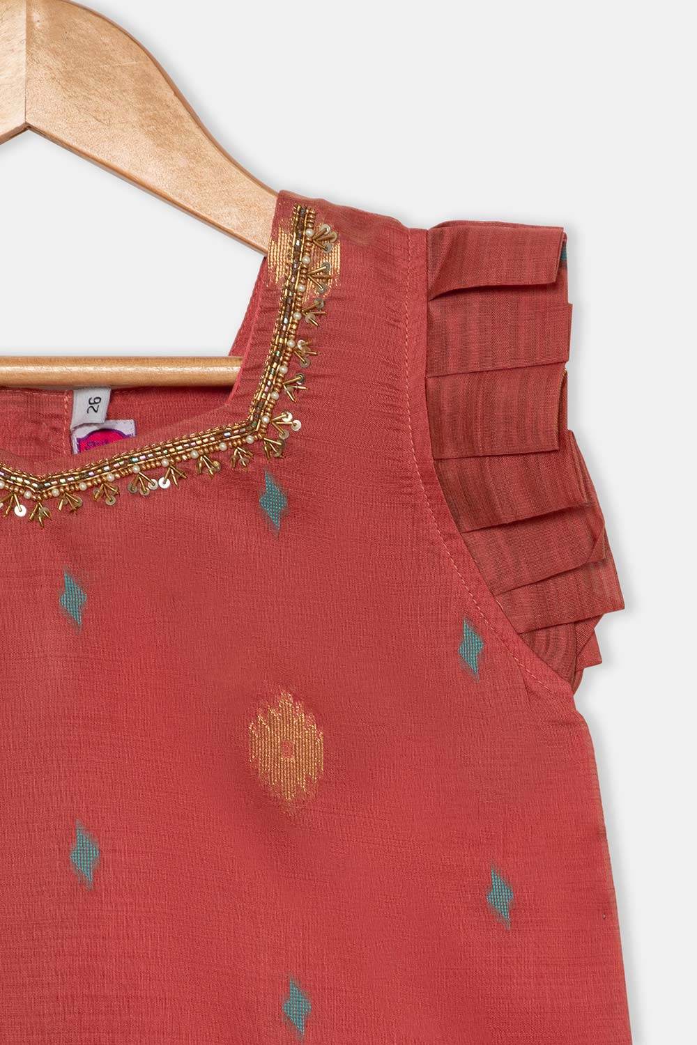 Chittythalli Traditional Girls Pavadai Set Three-Pointed Neck Blouse with Flared Skirt - Peach - PS87 - Naidu Hall Family Store