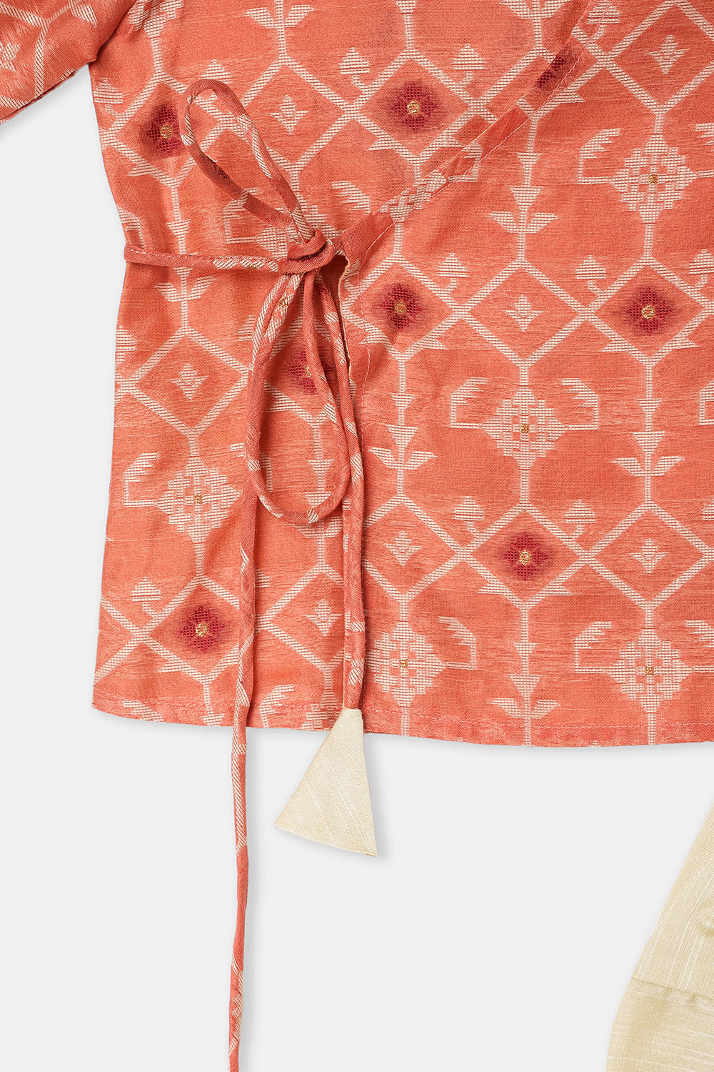 Navkrish Boys Cotton Kurta Dhoti Set – Jamdhani Traditional Wear - Peach - KD05