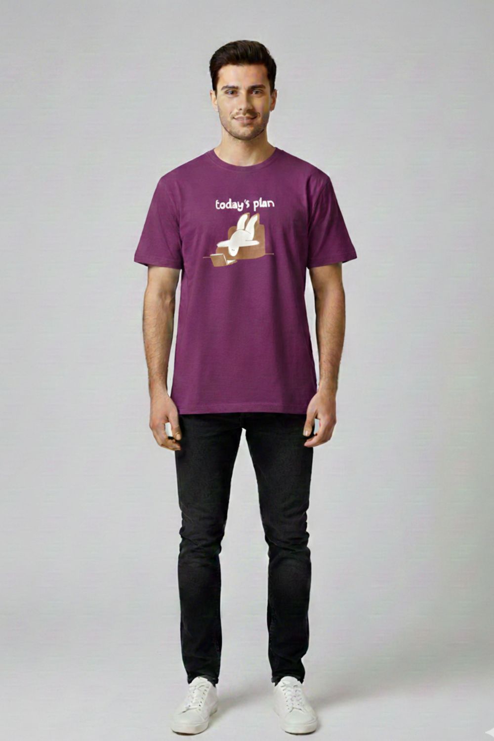 Enhance Men’s Cotton Graphic Printed Round Neck Half Sleeve T-Shirt | Today’s Plan Everyday Wear - Wine - TG08