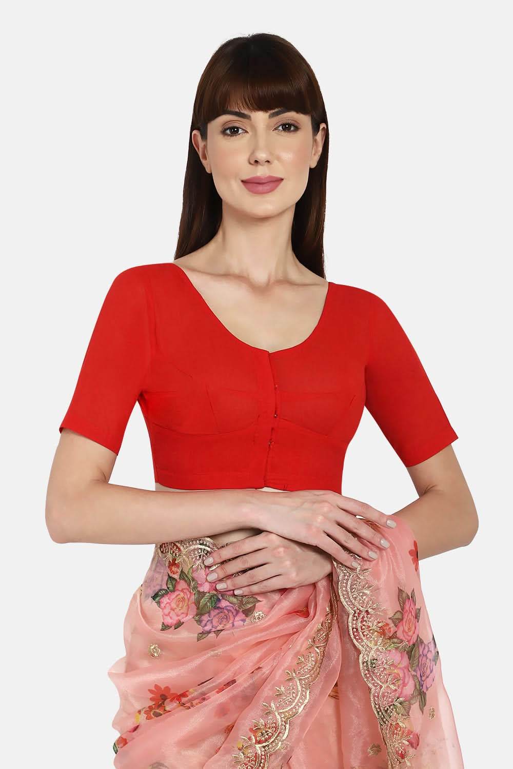 Naidu Hall Round neck long sleeve blouse - Red - Naidu Hall Family Store