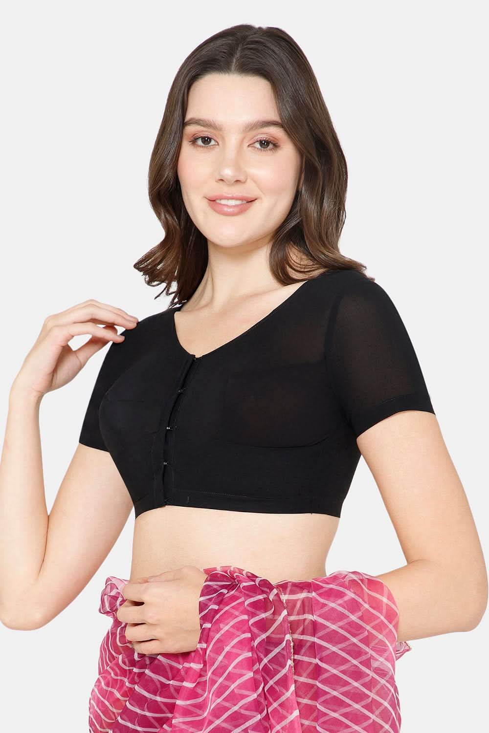 Naidu Hall Round neck short sleeve blouse - Black - Naidu Hall Family Store