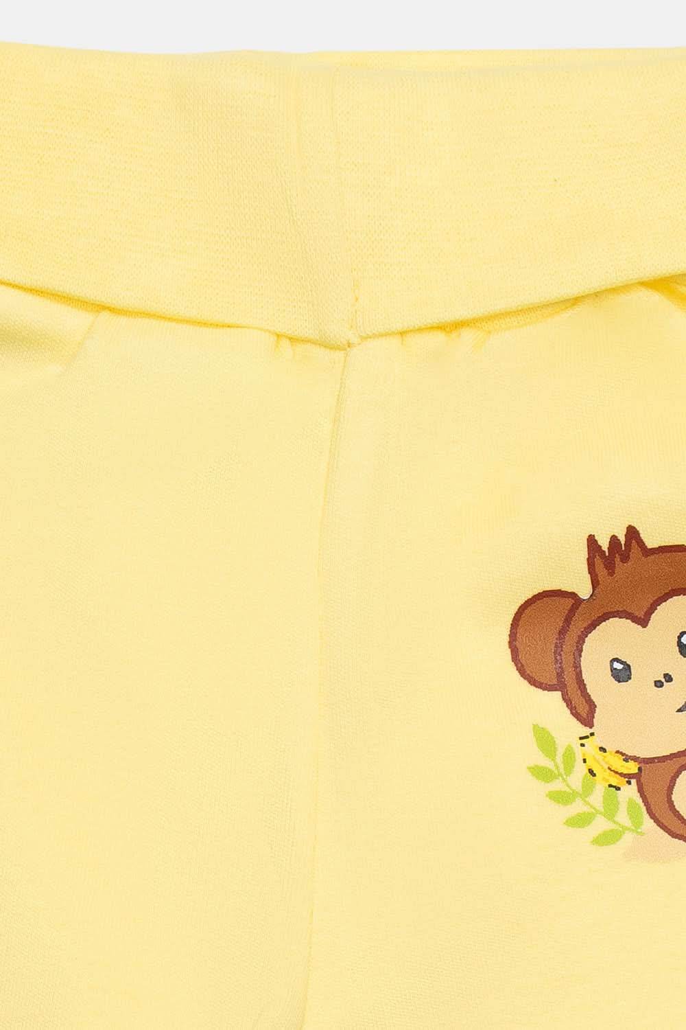 Oh Baby Cotton Interlock Knit Animal Print Pant Pack Of - 2 - Yellow & Assorted - Tr03 - Naidu Hall Family Store