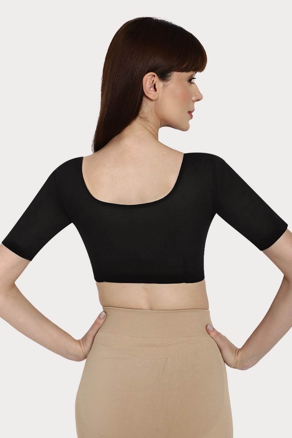 Naidu Hall U neck long sleeve blouse - Black - Naidu Hall Family Store