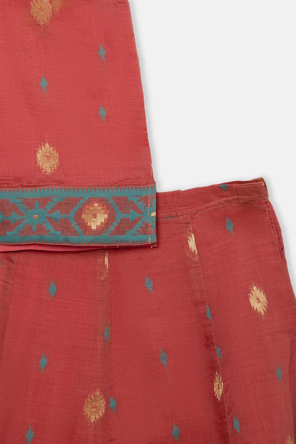 Chittythalli Traditional Girls Pavadai Set Three-Pointed Neck Blouse with Flared Skirt - Peach - PS87 - Naidu Hall Family Store