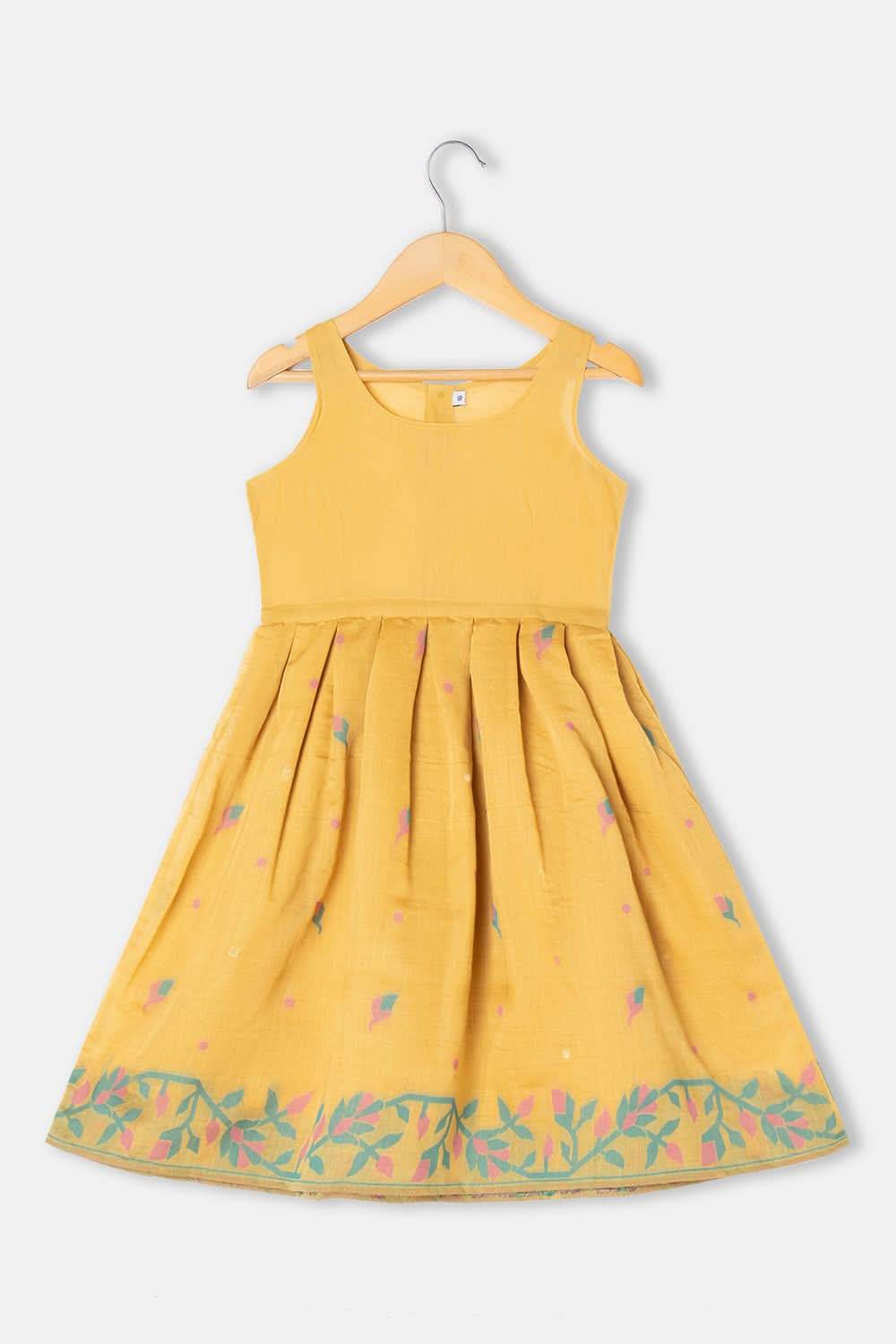 Chittythalli Girls Pavadai Set Cotton Blend with Sweetheart Neckline & Box Pleat Skirt - PS75 - Naidu Hall Family Store