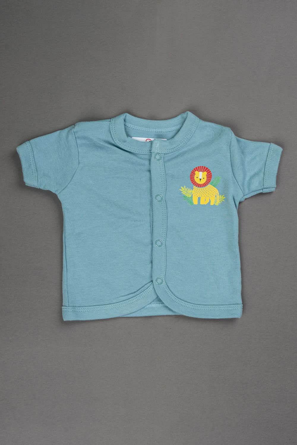 Oh Baby Cotton Interlock Knit Animal Print Infant Gift Set - Blue - S202 - Naidu Hall Family Store