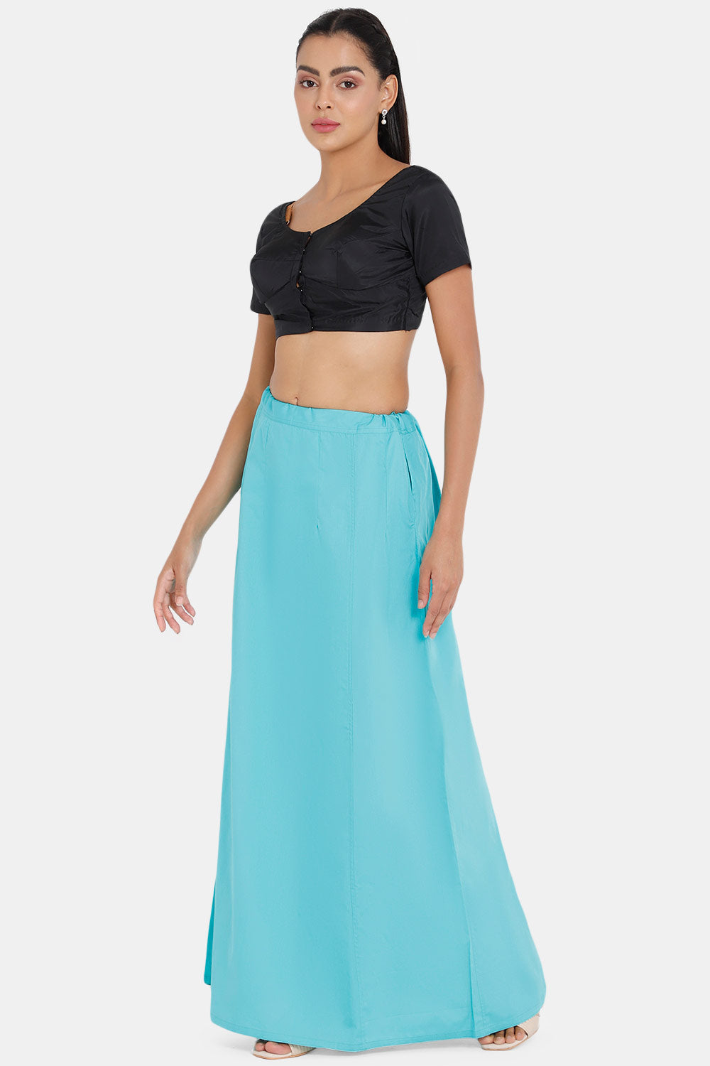 Premium 100% Cotton Saree Inskirt in Popular Colors | Naidu 6-Part Saree Hall Petticoat HC36 | Teals