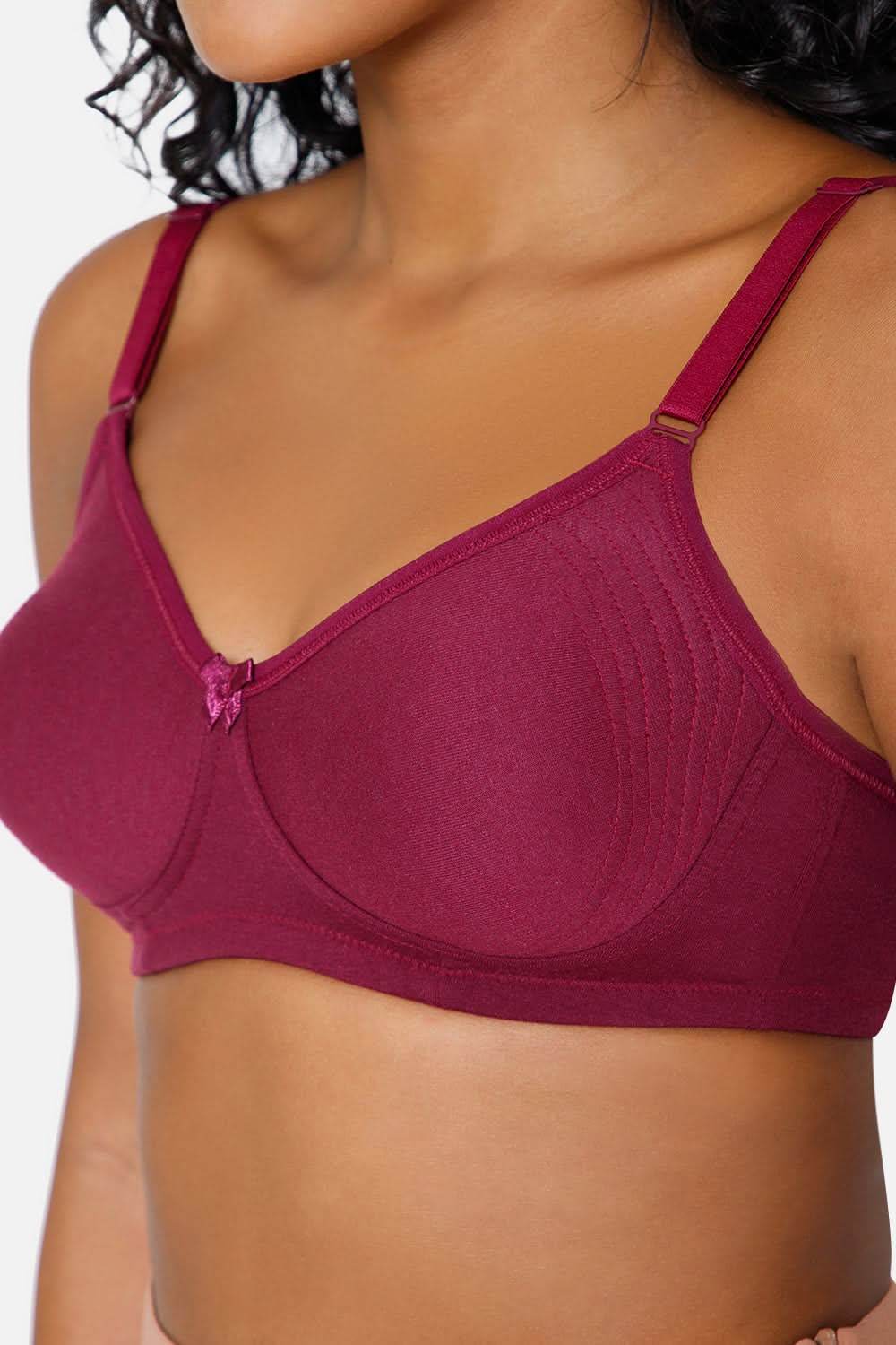 Everyday Full Coverage Non-Padded Intimacy T-Shirt Saree Bra - Wine - DEFC - Naidu Hall Family Store