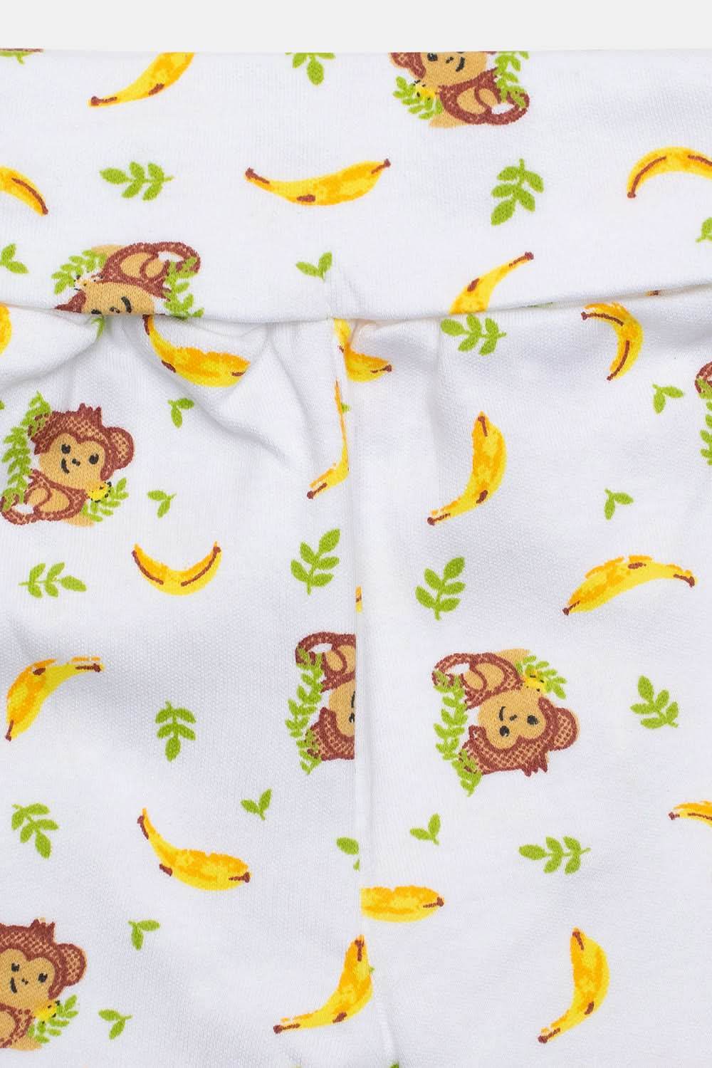 Oh Baby Cotton Interlock Knit Animal Print Pant Pack Of - 2 - Yellow & Assorted - Tr03 - Naidu Hall Family Store