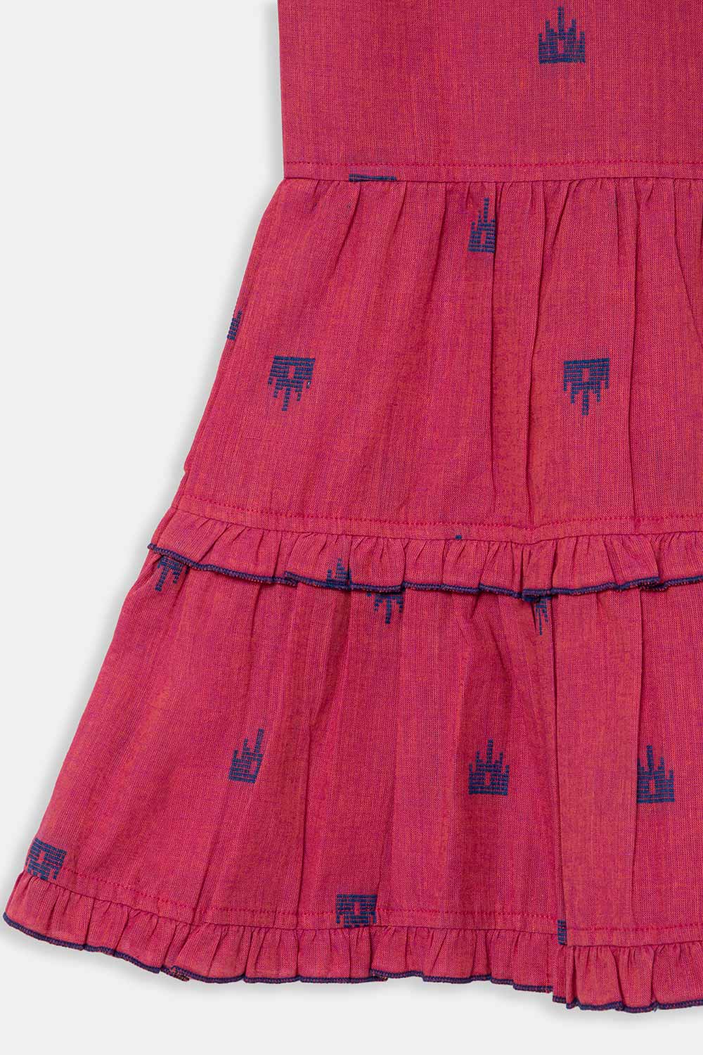 Chittythalli Girls Ethnic Layered Frock with Ruffles & Tassels – Handloom Butta Dress - Purple - FR24