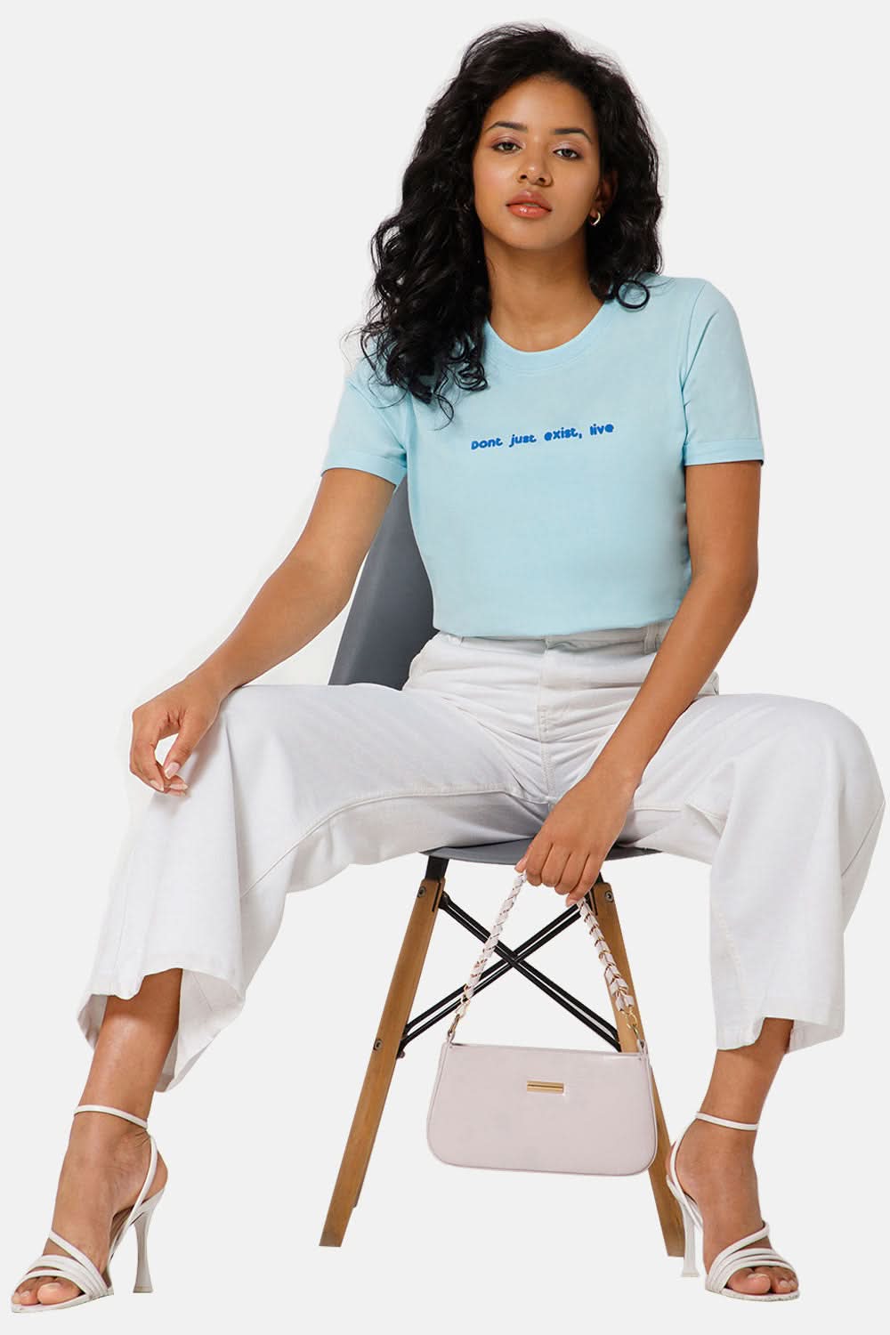 Jusperf Women Half Sleeve Crew Neck T-shirt - Blue - SD15