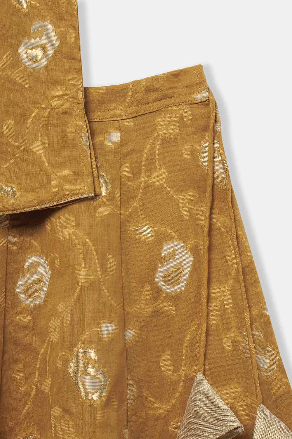 Chittythalli Girls’ Ethnic Pavadai Set – Sleeveless V-Neck Top with Flared Kali Skirt & Tassel Detailing - Mustard - PS60