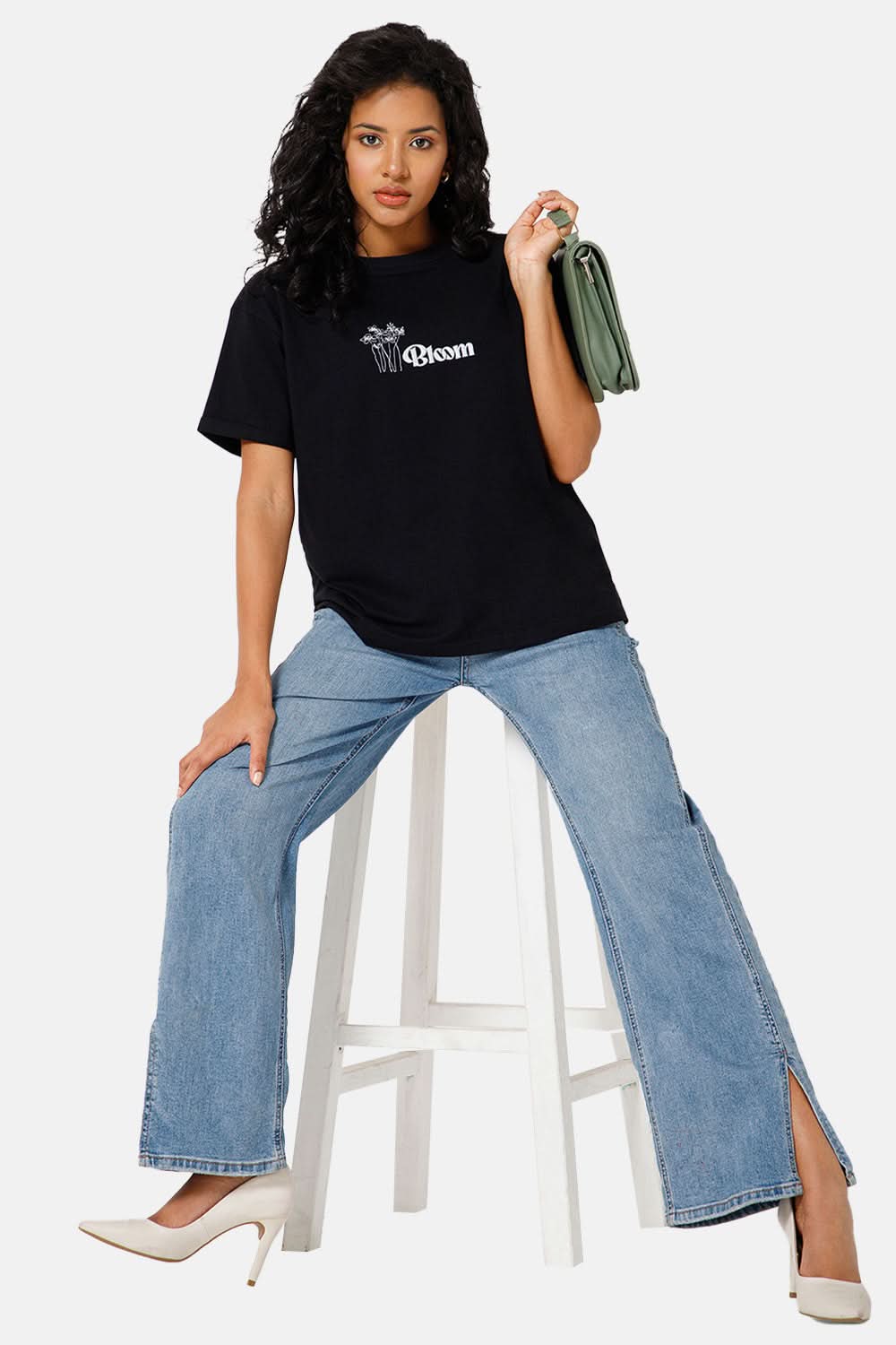Jusperf Women Half Sleeve Crew Neck T-shirt - Black - SD20