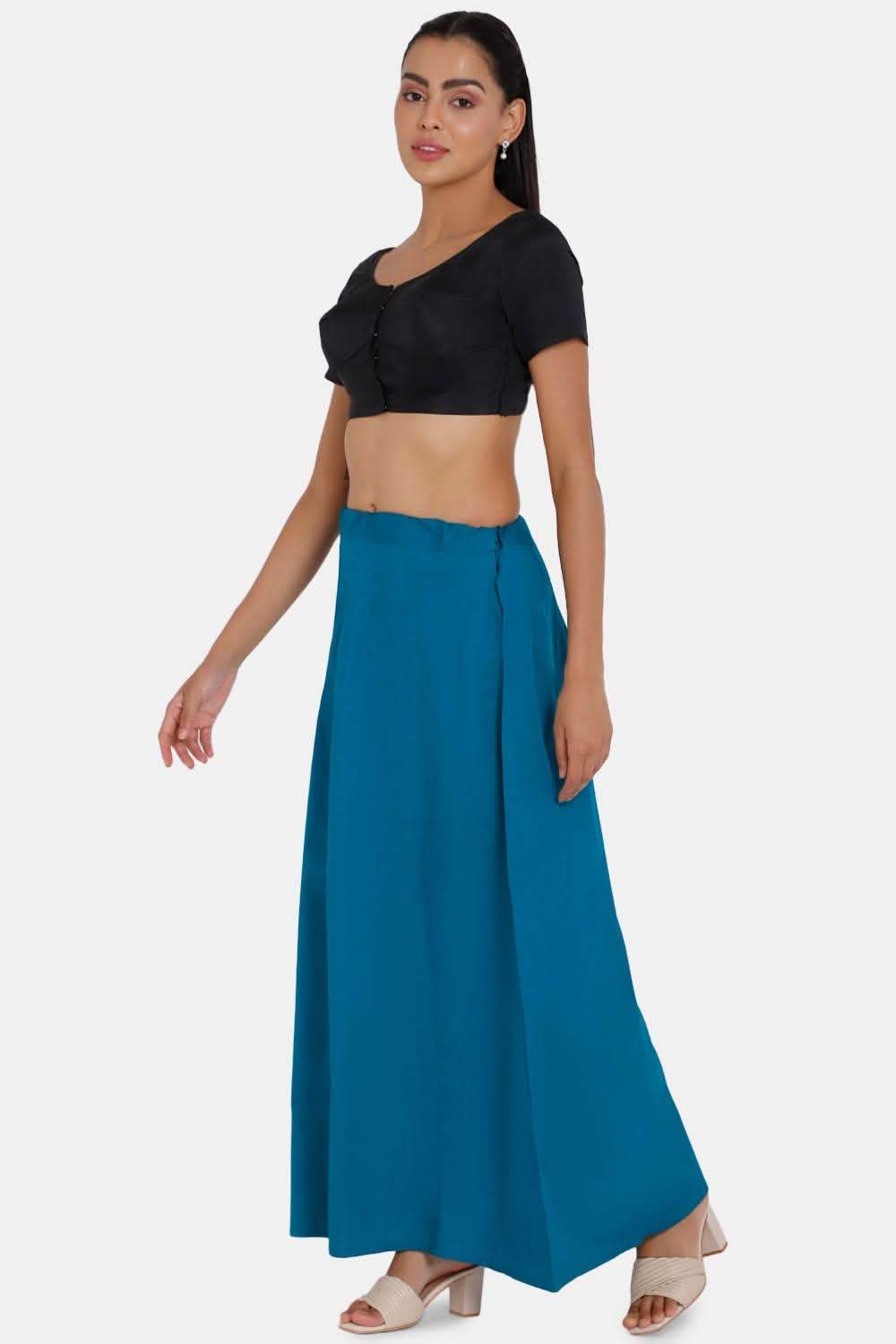 Premium 100% Cotton Saree Inskirt in Popular Colors | Naidu 6-Part Saree Hall Petticoat HC36 | Teals