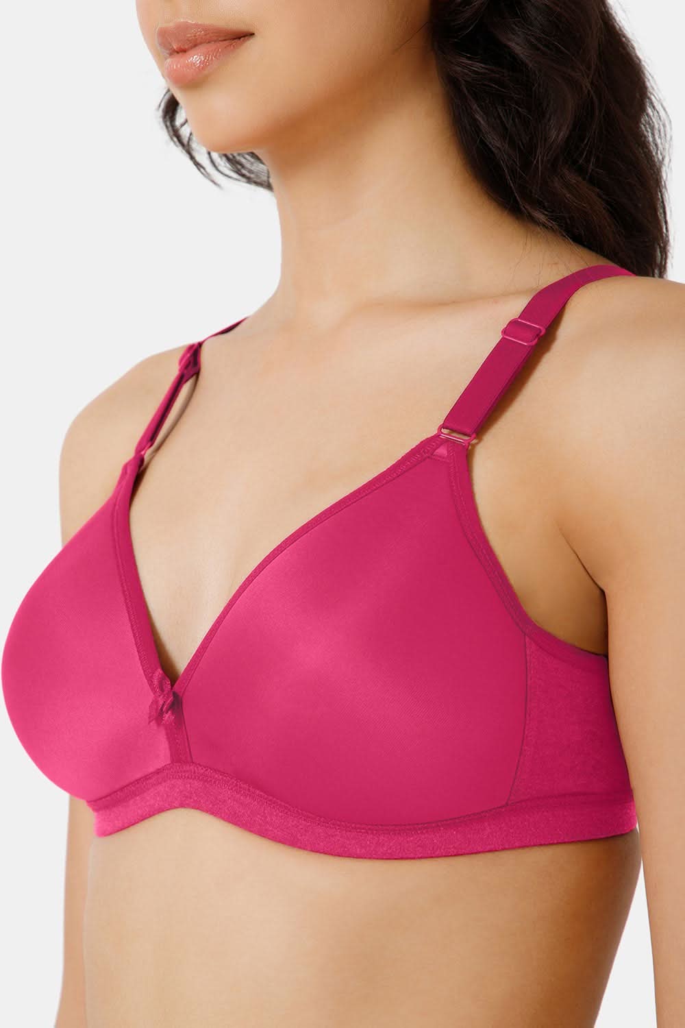 Close-Up of Fuchsia Nova T-Shirt Bra with Soft Padding and Seamless Finish