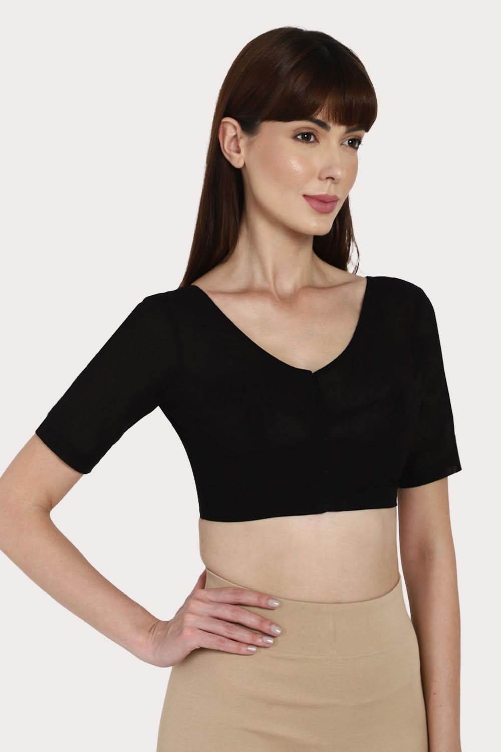 Naidu Hall Round neck long sleeve blouse - Black - Naidu Hall Family Store