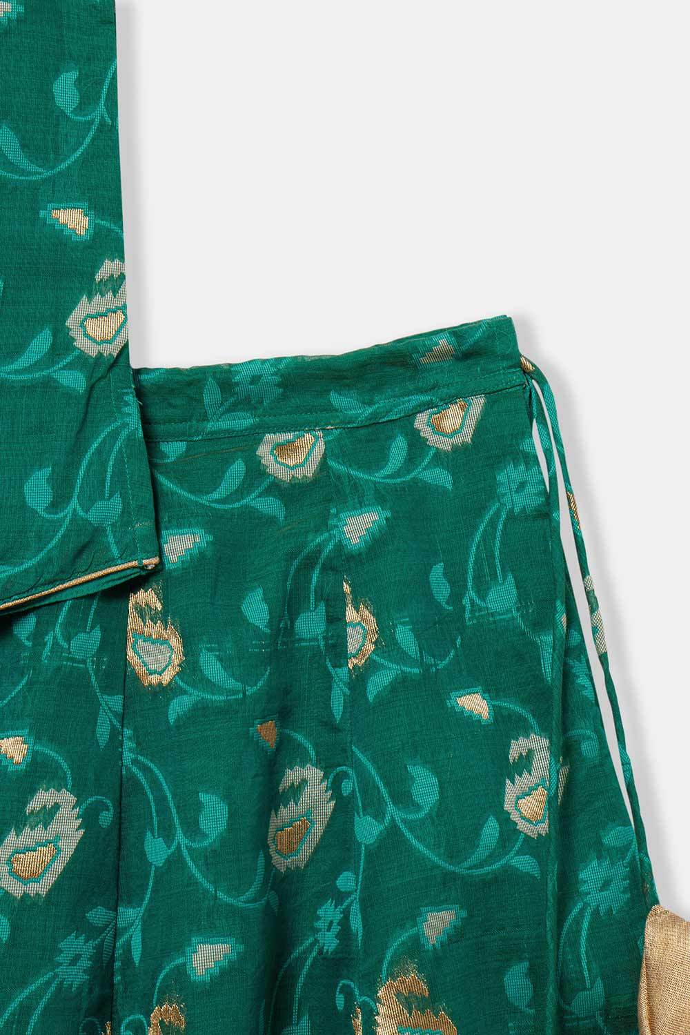 Chittythalli Girls’ Ethnic Pavadai Set – Sleeveless V-Neck Top with Flared Kali Skirt & Tassel Detailing - Teal Green - PS60 - Naidu Hall Family Store