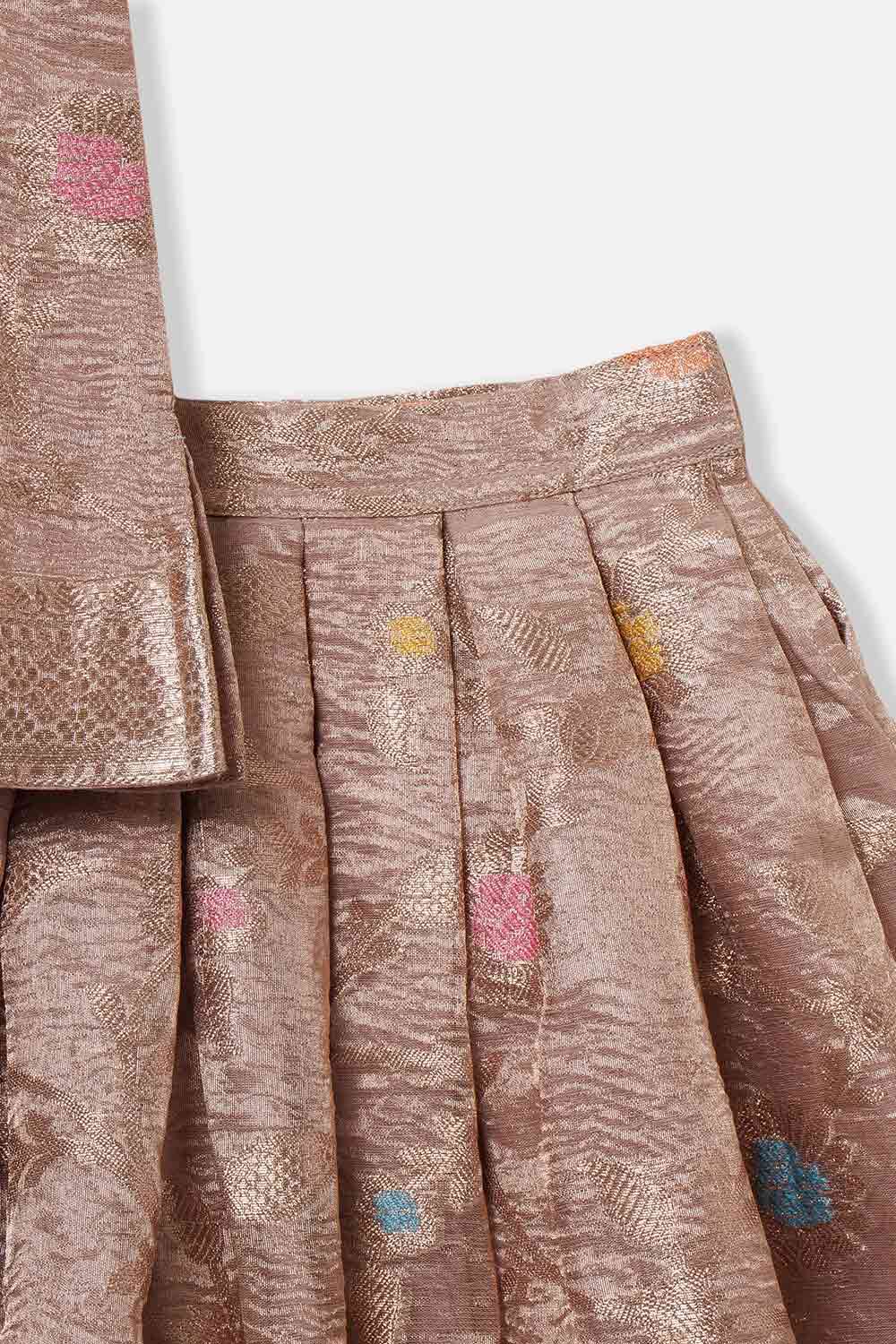Chittythalli Girls Traditional Pavadai Set – Sweetheart Neck Pleated Top with Box-Pleated Skirt | Ethnic Wear - Copper - PS81 - Naidu Hall Family Store