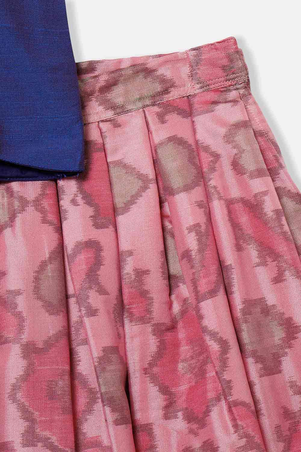 Chittythalli Girls’ Pavadai Set – V-Neck Embroidered Top with Puff Sleeves & Box-Pleated Brocade Skirt - Purple - PS38 - Naidu Hall Family Store