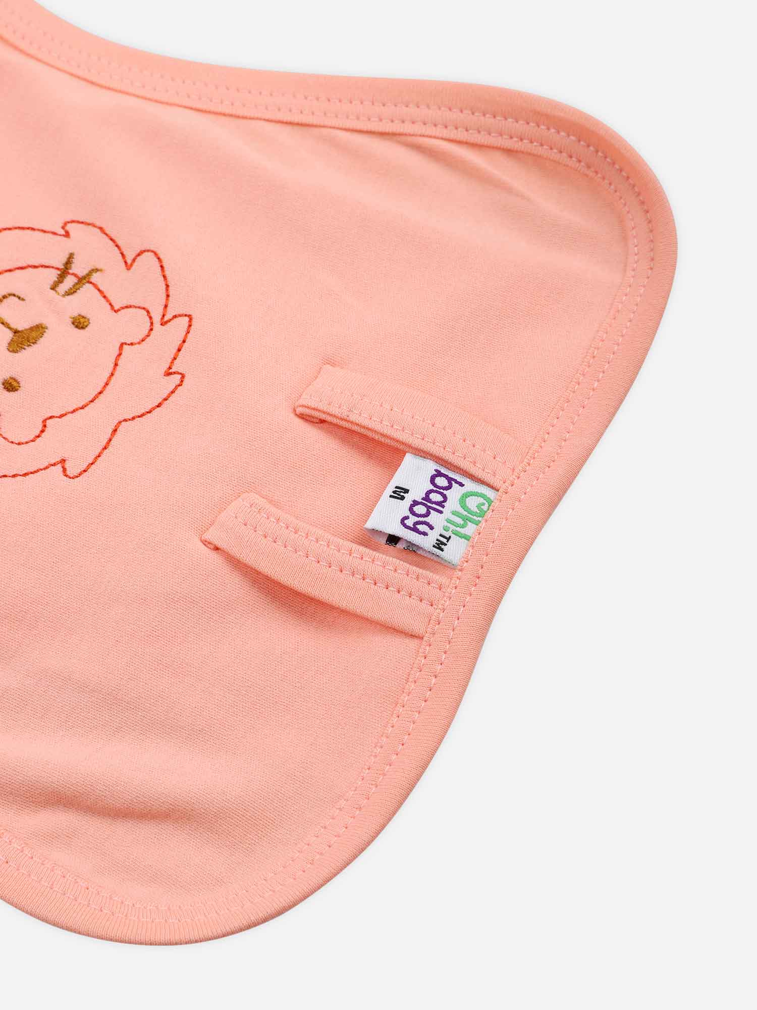 Oh Baby Plain Embroidery Knitted Round Orange - Rdpl