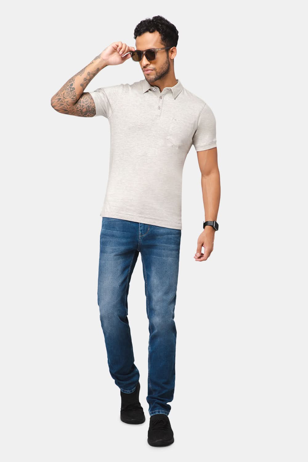 Enhance Polo Tshirt - Ecru Melange - SN19
