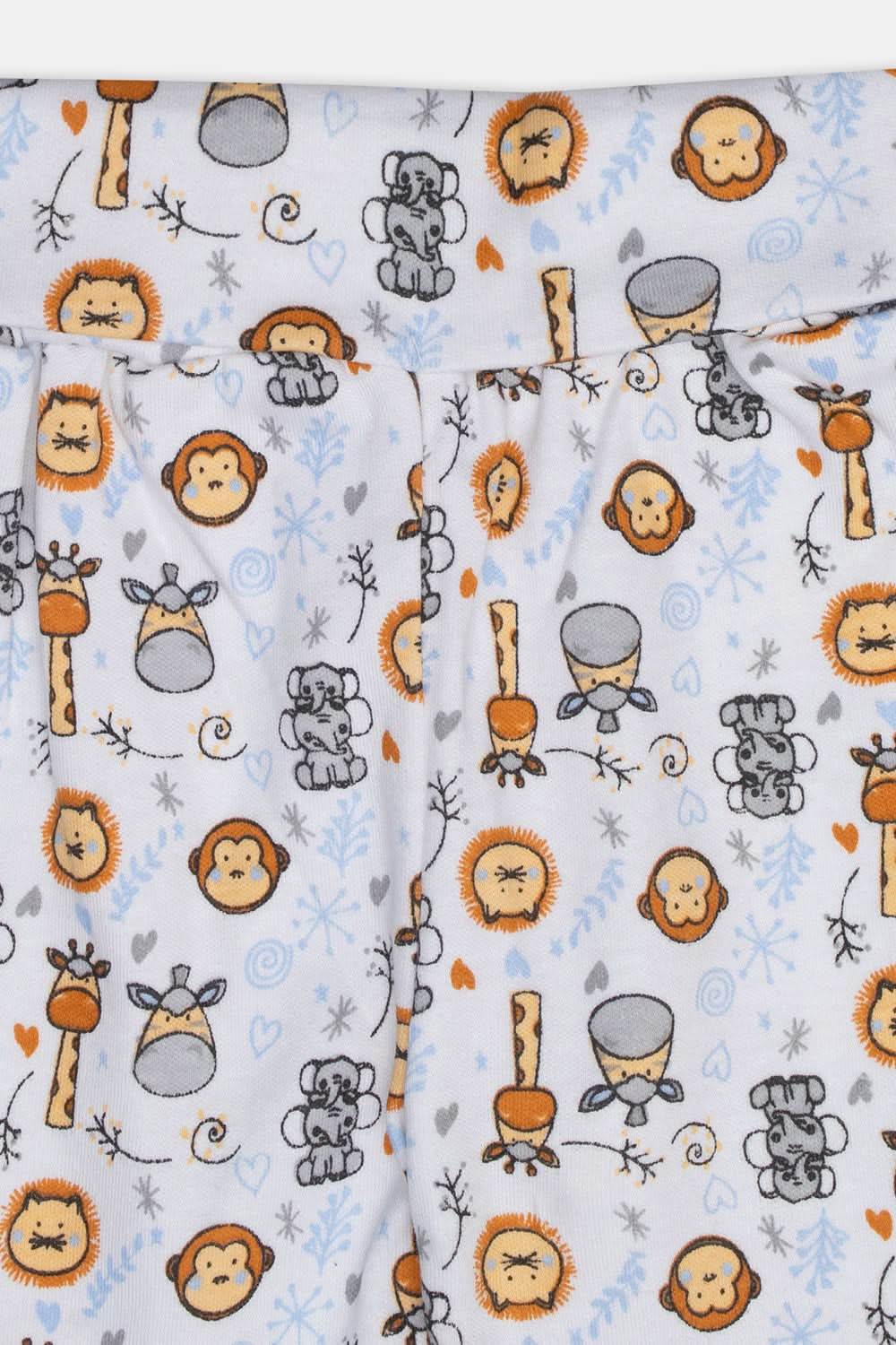 Oh Baby Cotton Interlock Knit Animal Print Pant Pack Of - 2 - Sky Blue & Assorted - Tr04 - Naidu Hall Family Store