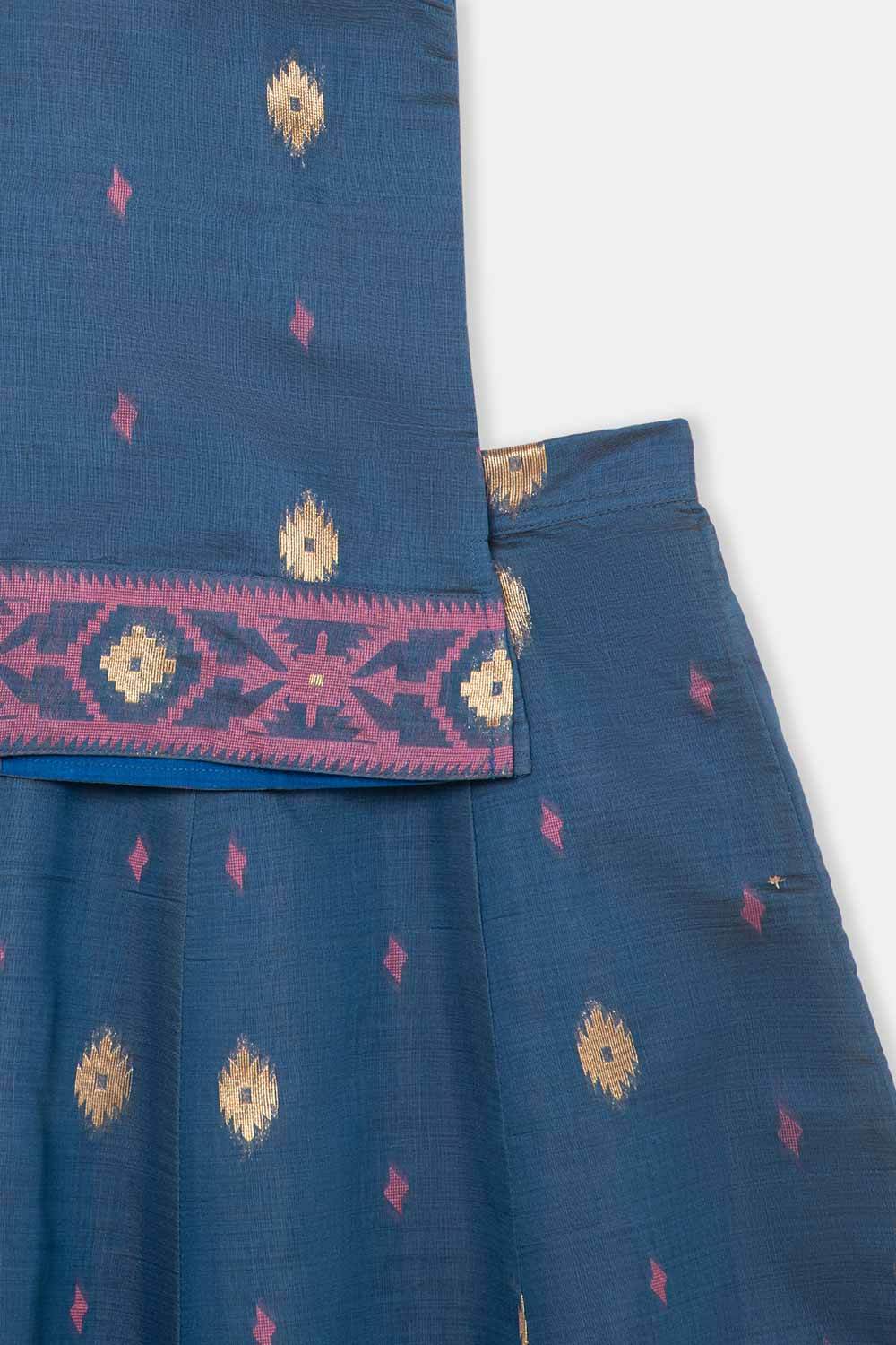Chittythalli Traditional Girls Pavadai Set Three-Pointed Neck Blouse with Flared Skirt - Blue - PS87 - Naidu Hall Family Store